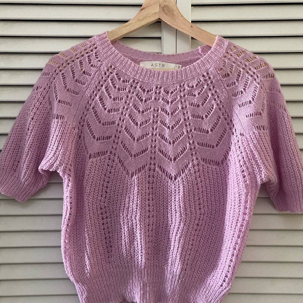 ❤️ ASTR The Label / Short Sleeve Pointelle Sweater -  #lilac #ASTRTheLabel #ASTR